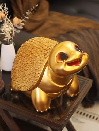 看这个金灿灿乌龟造型,这可是今年爆款家居装饰品啊 #摆件 #礼物推荐 #存钱罐 #只进不出存钱罐#金钱龟