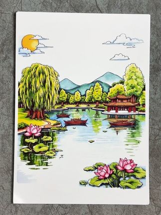 马克笔风景临摹卡 A5尺寸30张#马克笔画 #马克笔风景画 #少儿美术 #风景画 #儿童绘画