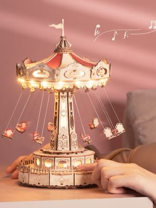 若客空中飞椅八音盒diy模型玩具创意摆件生日礼物手工积木拼装 #潮玩 #拼装模型 #八音盒 #游乐园 #摆件
