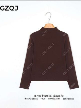 #老琴私服 【百搭公式】琥珀流光风半高领长袖修身打底T恤女秋款 #打底衫 #内搭外穿都好看 #秋冬必备