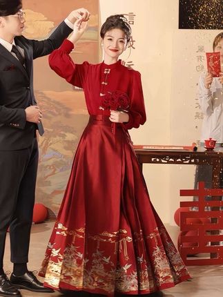 红色马面裙敬酒服新娘旗袍新中式结婚礼服订婚套装婚服女#马面裙敬酒服 #马面裙婚服#新中式国风 #新中式穿搭 #婚服