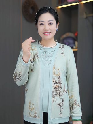 秋天适合穿的国风两件套,内搭短袖,外套开衫,妈妈婆婆都喜欢~#妈妈装 #两件套 #国风古韵 #开衫