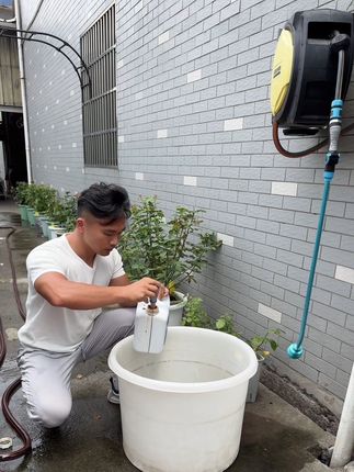 这雨一停就急着来给月季浇鱼蛋白了,养花人就是宁可饿着自己也不愿意饿着花!#养花小知识 #月季养护#鱼蛋白