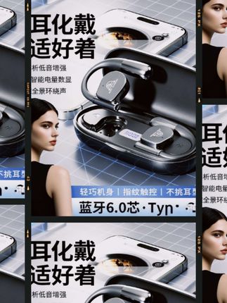 柏林之音2025新款超大喇叭HIFI音质无感佩戴挂耳式蓝牙6.0耳机