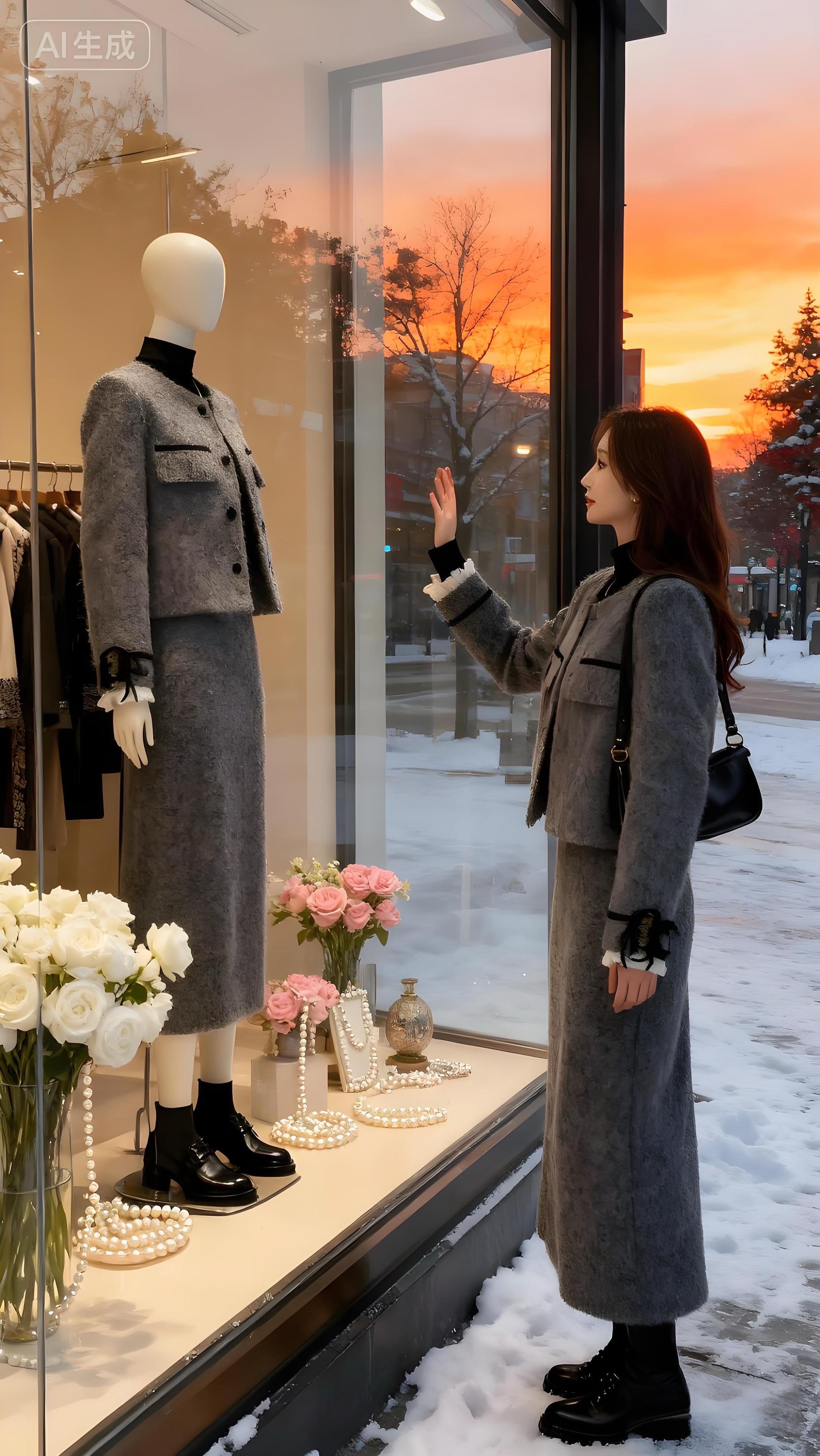 许妍立在橱窗前,透明伞面缀着碎雪,灰调套装与模特相映成趣,雪粒落伞沿时,竟似碎钻在闪。  “这身穿搭,和店铺格调很衬。”  她回头,撞进双带笑的眼。男人裹着同色灰呢大衣,手中咖啡腾着白雾:“许小姐,不介意我请杯热饮吧?就当……贺我们‘撞衫’的缘分。”  雪还在下,他的笑意却比热饮更暖。许妍望着橱窗里交叠的身影忽然觉得,这场雪天里的时尚相遇,大抵是心动的开篇。  #约会穿搭#许妍用穿搭演绎角色灵魂#许妍同款气质半扎发#当我理解许妍是一种感觉#许妍激发了大家的打扮欲@抖加🔥上热门🔥dou+🔥热点宝 @DOU+上热门