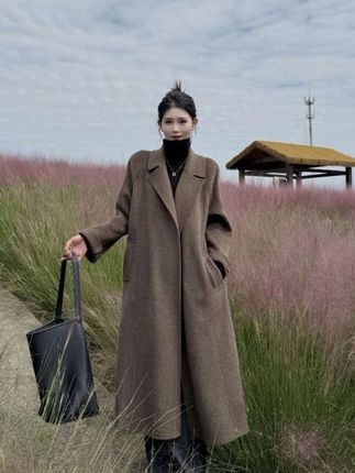 厚款秋冬宽松极简风毛呢外套过膝常规中长款长款#高级感穿搭 #优雅气质 #气场全开 #大衣搭配 #时尚搭配服装