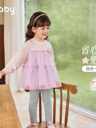 jellybaby杰里贝比女童秋季两件套宝宝公主网纱拼接套装 #高品质童装 #甜美穿搭 #女童穿搭