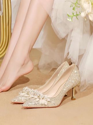 #主婚鞋 #秀禾鞋 #法式高跟鞋 #结婚水晶鞋 #伴娘鞋