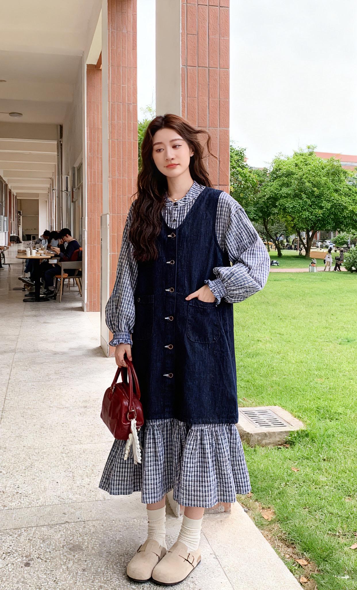#韩系女高 #学院风穿搭 #森系穿搭 #藏肉显瘦穿搭 #撞色搭配