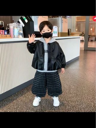 儿童套装2025新款男童卫衣春秋装潮酷帅气男孩宝宝韩版皮衣三件套#宝宝皮衣三件套 #韩版童装 #宝宝套装两件套 #卫衣穿搭 #潮酷男孩