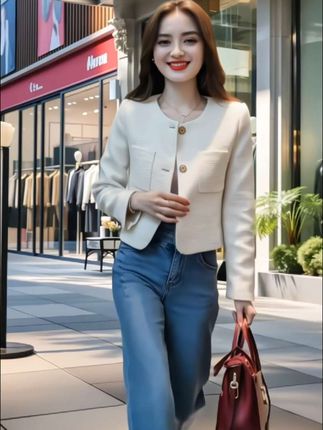 小香风短款外套女2025春秋新款小个子高档纯色高级感上衣#女装穿搭 #穿搭分享 #减龄气质 #时尚气质穿搭