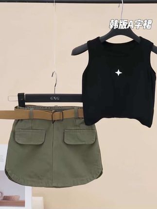 女童夏装套装裙子两件套2025夏季新款韩版A字裙中大童半身裙外穿9#夏季穿搭 #时尚气质穿搭 #短裤穿搭 #韩版A字裙 #夏装套装