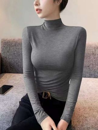 2025秋季新款一体半高领韩版修身显瘦百搭长袖打底衫#T恤 #打底衫 #面料柔软舒适 #超便宜超划算 #修身显瘦