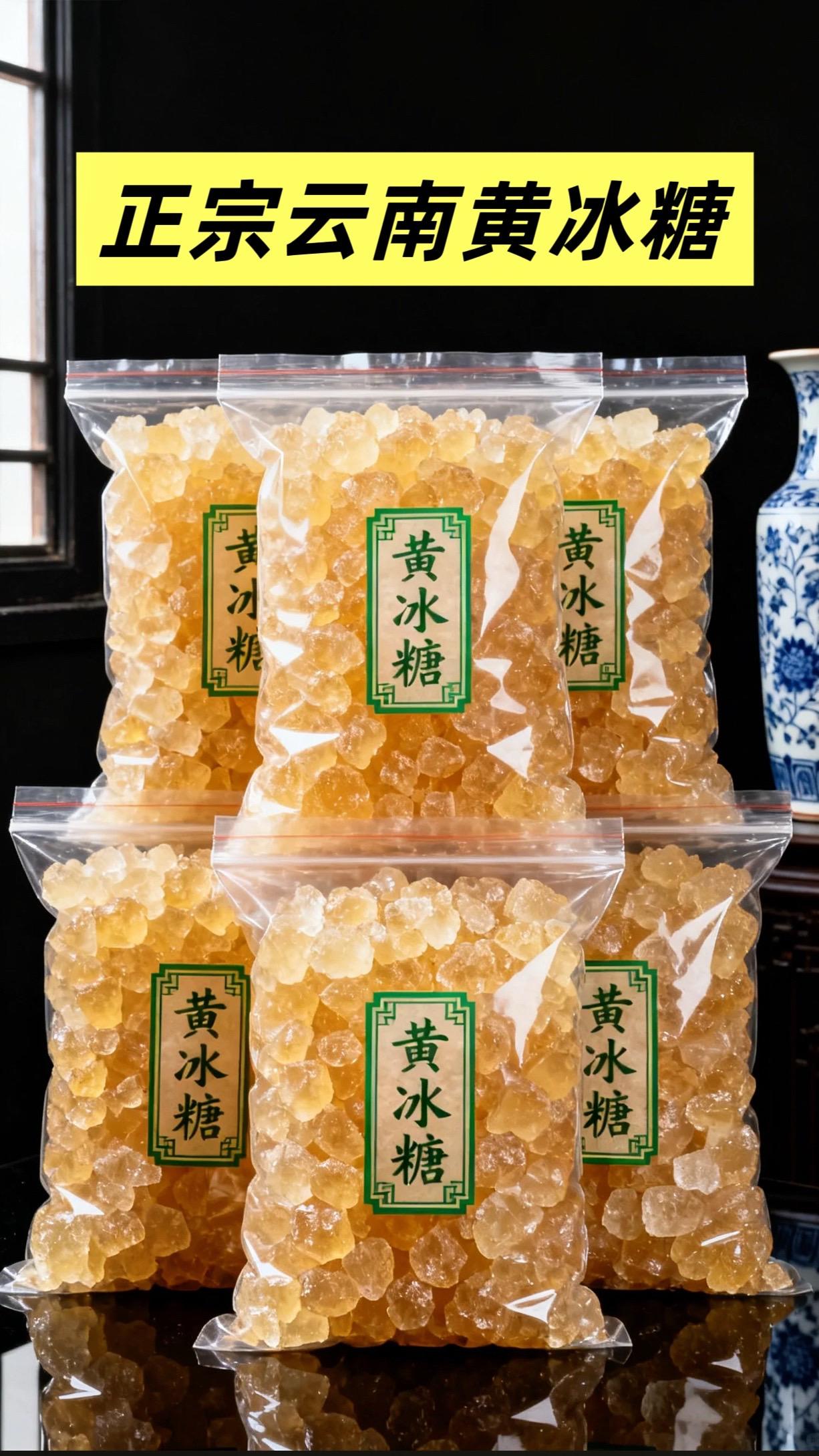 正宗古法云南黄冰糖。原汁原味的云南老冰糖,自然结晶,口感清甜,好吃不腻,采用传统古法,用甘蔗汁熬制,经过高温提纯、吊线、自然冷却、凝固结晶、洗糖除杂干燥等多道复杂的工序后逐步冷却结晶制作 云南老冰糖,15斤甘蔗才熬出1斤,口感好、甜度高、价值高,真的非常值得大家一尝。#云南黄冰糖 #黄冰糖 #冰糖#甜品控 #冰糖银耳炖雪梨