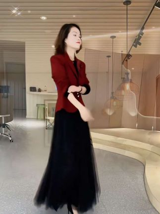2025秋季新款时尚显瘦气质女士网红洋气两件套百搭款D23024