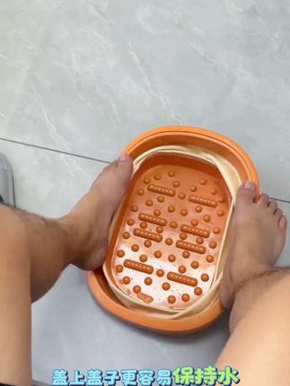 便:/ 携洗脚盆保温家用泡脚桶加高深桶带盖折叠盆宿舍按摩足浴盆加厚