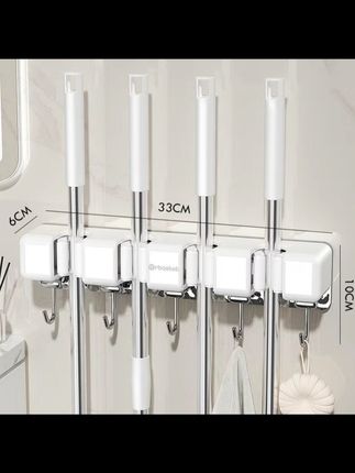 祝氏心宜壁挂拖把夹免打孔背胶卫生间拖把架收纳门后固定置物架#家用#置物架#好物#高颜值#好东西一起分享