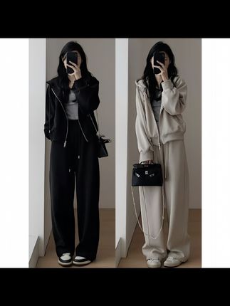 大码女装秋装连帽外套宽松显瘦卫衣遮肉减龄休闲裤炸街秋季两件套 #连帽卫衣 #运动套装 #休闲减龄穿搭 #通勤搭配 #卫衣穿搭