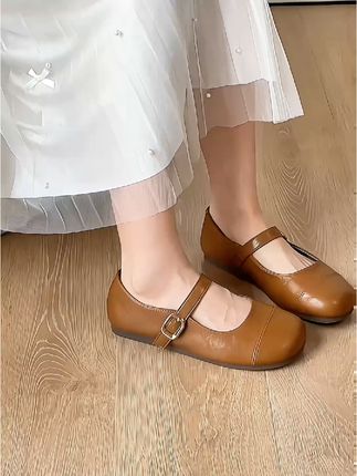 #女鞋#法式皮鞋#平底鞋#单鞋#鞋