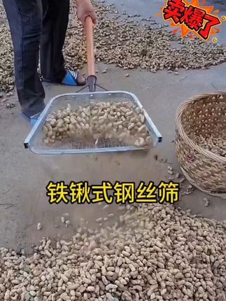 筛土铲不锈钢漏花生铲子,筛沙子去土去杂质都很好用#筛子 #农民好帮手 #农用工具