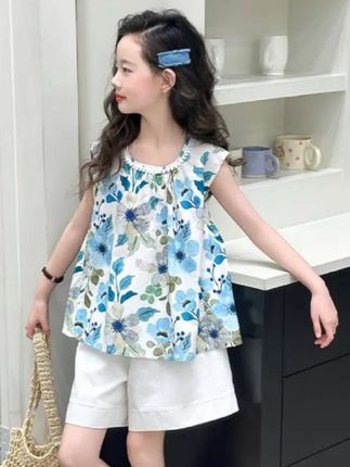 #女童夏季套装 #薄款休闲套装 #洋气中大童夏装 #儿童时尚穿搭 #夏日女童潮流单品