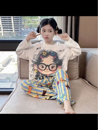 女童睡衣长袖秋2025新款儿童女孩网红爆款家居服大童秋季休闲套装#睡衣套装 #家居服 #爱了爱了 #强烈推荐