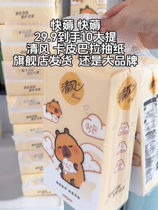 我也不想买的,可是这个价格不薅太可惜了,还是大品牌清风卡皮巴拉抽纸,可爱又好用#抽纸 #强烈推荐 #悬挂抽纸 #居家好物 #好用不贵经济实惠