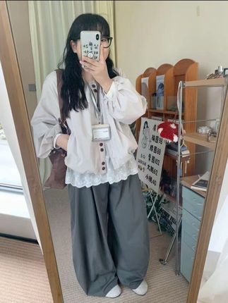 秋季新款大码女装韩系花边打底上衣花苞外套裤子套装#这个秋天被琥珀系治愈了#早秋才是甜妹的主场#粉丝投稿秋季服装测评#秋冬穿搭和饰品搭配来了#小个子秋冬穿搭
