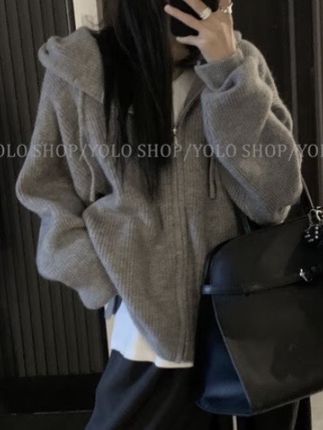 开衫拉链外套女上衣#穿搭 #每日分享 #服饰搭配 #帽子 #羊羔毛