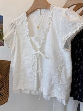 短袖衬衫女装设计感小众假两件上衣2025新款法式甜美短款白色衬衣#假两件 #衬衣 #短袖 #衬衫 #夏季穿搭