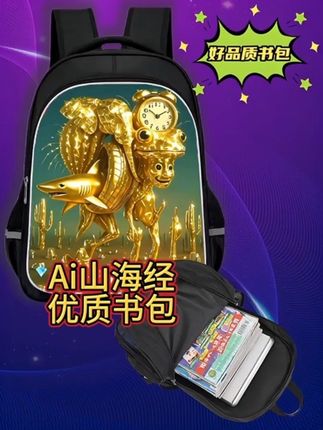 #ai山海经 #书包 孩子无法拒绝的书包,每个人物图案都有属于自己个性的名字。关键外型大气又霸气!超大容量,牛津布材质更耐用,防水又耐脏,还是护脊减负书包。趁现在款式多,价格实惠,赶紧安排给孩子吧!