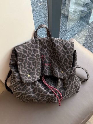 小众设计复古豹纹帆布双肩包大容量背包#包包推荐 #包包 #托特包 #大容量 #包包种草