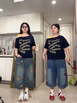 时尚穿搭感还得是七分裤#七分裤 #大码裤子 #大码女装 #150斤 #110斤