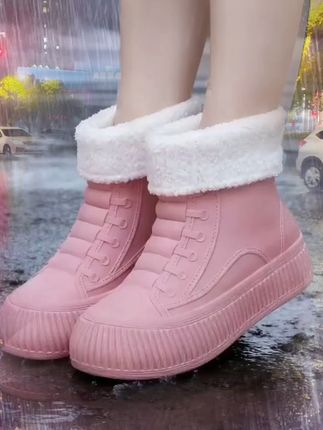 一体固定绒雨鞋女款时尚冬季雨靴加绒加厚保暖防水鞋厚底胶鞋防滑#防水加绒雨鞋#雨靴#保暖雨鞋雨靴#加厚加绒防滑雨鞋#防水雨靴