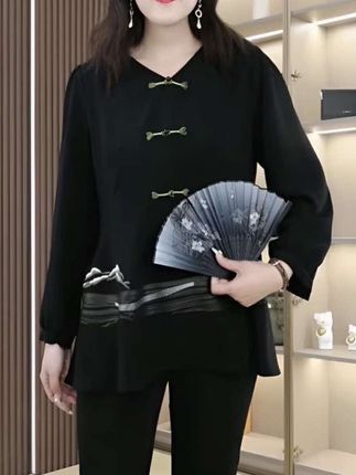 丹思慕秋季新款中式刺绣盘扣气质时尚休闲百搭遮肚显瘦ZB5844CX#显瘦穿搭 #夏季穿搭 #大码女装 #面料舒适透气 #显瘦遮肉