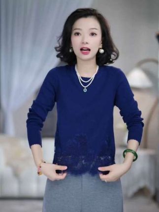西子/【冬日恋人】桑蚕丝羊毛莱赛尔拼接重工蕾丝针织衫#谁穿谁漂亮 #显白穿搭 #减龄气质 #新款 #洋气穿搭