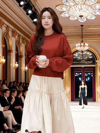 简约通勤风卡通刺绣半身裙两件套套装#高级感穿搭 #气质穿搭 #时尚套装 #精致穿搭 #半身裙套装