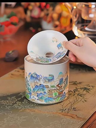 唐丰茶渣废水缸汝窑烟灰缸国风茶渣缸带盖防飞灰办公室烟盅家用#汝窑烟灰缸 #陶瓷烟灰缸 #办公室烟灰缸 #家用烟灰缸 #国风废水缸