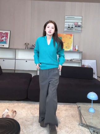 THEISSN宁司 华夫格套头毛衣女早秋新款宽松显瘦针织衫 01390#时髦精#穿搭#谁穿谁好看#美出高级感#ootd穿搭