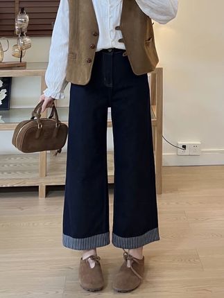 #九分直筒裤 #阔腿牛仔裤 #百搭阔腿裤 #牛仔裤 #宽松显瘦