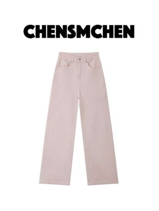 CHENSMCHEN 简约收腰时尚纯色牛仔裤宽松显瘦直筒裤 #时尚穿搭 #牛仔裤 #穿出自己的风格 #显瘦穿搭 #谁穿谁好看