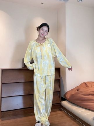 仙女宅家标配!黄色扎染睡衣,温柔值直接拉满 #大码家居服 #大码睡衣#可外穿家居服 #睡衣分享