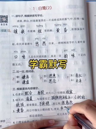 学霸默写,对基础字词句基础进行测验,暑假搞定字词句,开学后轻轻松松#默写#字词句训练 #每天学习一点点