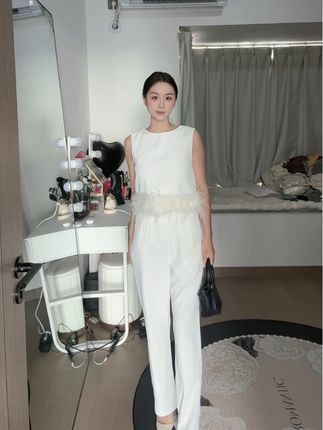 白色羽毛上衣#羽毛上衣 #简约时尚穿搭 #穿搭