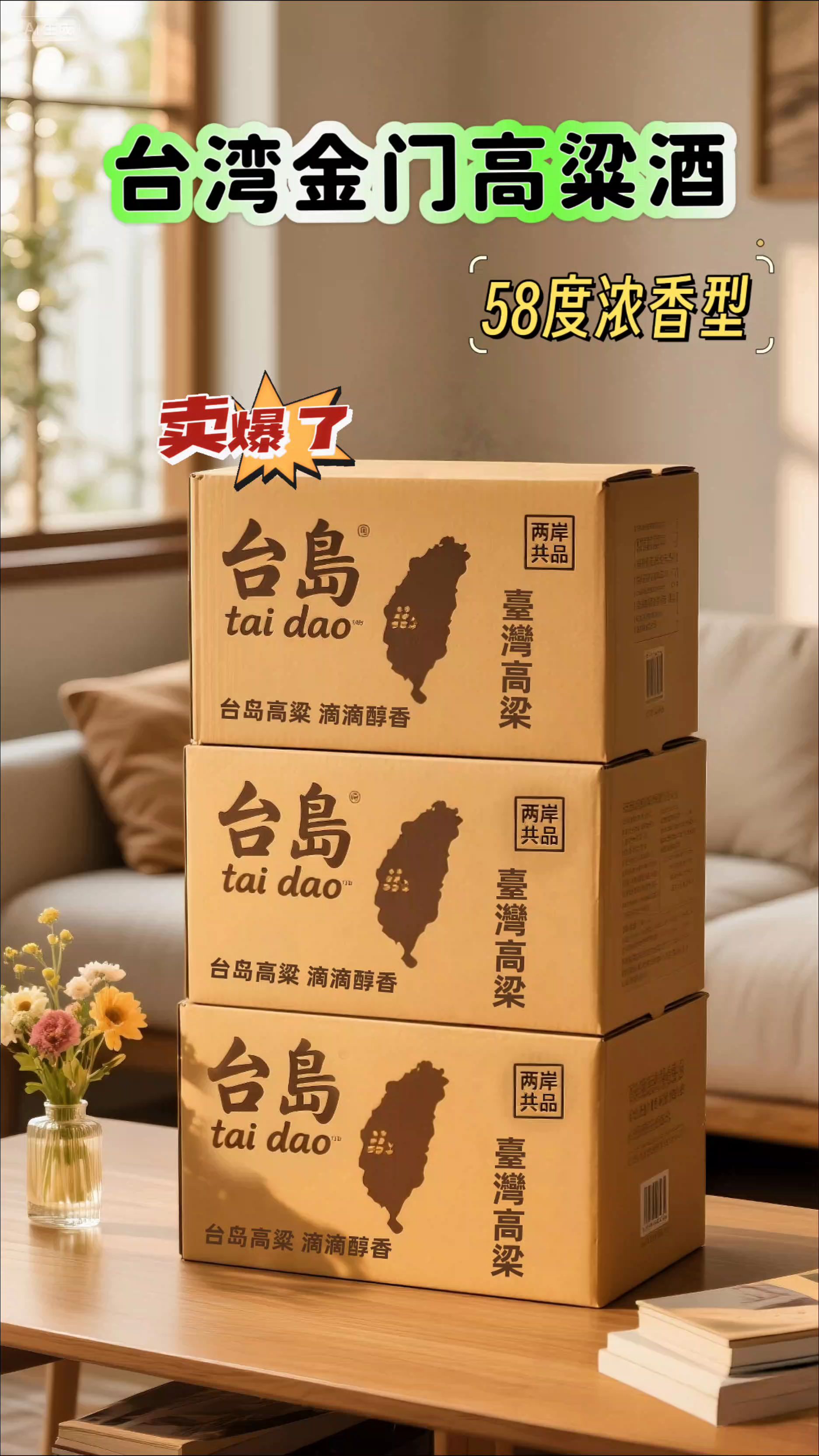 酒友们,台岛台湾高粱酒可千万别错过!五十八度高度纯粮浓香型白酒,一箱足足有 3600ml,份量杠杠的! 精选高粱等粮食,采用传统固态发酵工艺,独特的地理环境和气候,让它有了醇厚的风味。一开瓶,浓郁的酒香扑面而来,既有高粱的醇厚质朴,又有岁月沉淀的陈香。入口绵柔甘冽,酒液顺喉而下,落口爽净,回味悠长。 不管是亲友相聚共享,还是自己独自品味,都能营造出美妙的氛围。各种场合都适配,从日常小酌到正式宴请都行。无论是自己感受宝岛韵味,还是送给别人传递心意,台岛台湾高粱酒都是绝佳选择,快来尝尝!#好喝不贵 #高品质白酒 #好酒推荐 #好酒推荐送礼佳品 #纯粮食酒