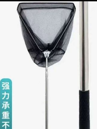 折叠三角抄网加厚不锈钢抄网自动一体抄网杆渔具用品钓鱼用具#爆款热卖中
