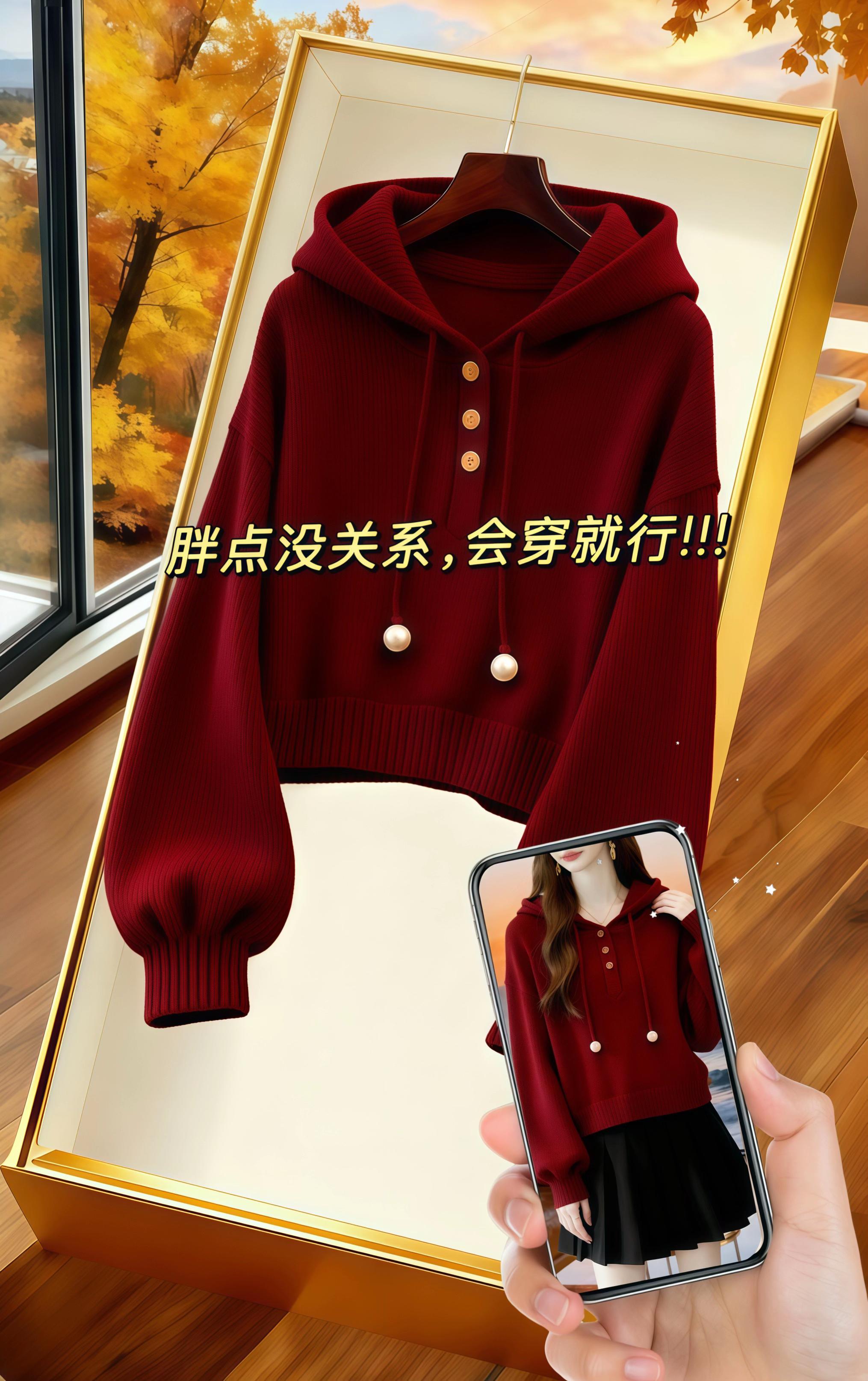 秋天就该有件这样的连帽针织衫!红色显白又提气,珍珠抽绳和纽扣设计细节感拉满。不管是搭百褶裙走甜妹风,还是配牛仔裤走休闲风,都能轻松hold住。微胖姐妹也别怕,宽松版型藏肉显瘦,这个秋天穿它,让你美出自信范儿~#显瘦穿搭 #大码女装 #针织衫 #谁穿谁好看不分年龄段 #时尚气质穿搭 @DOU+上热门