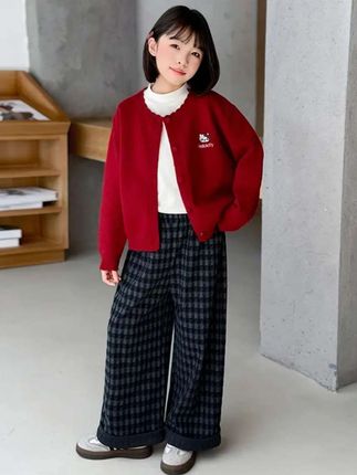 #春秋穿搭 #这也太好看了 #女童三件套装 #女童毛衣开衫套装 #儿童阔腿裤套装