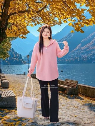 现货-双面棉连帽卫衣MsShe大码女装秋显瘦宽松#通勤搭配 #时尚穿搭 #爱了爱了
