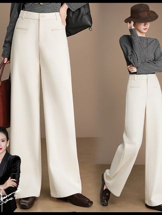 琥珀流光 秋冬季绵羊毛呢 窄版直筒女裤 高腰垂感 气质优雅 #穿搭 #高级感穿搭 #今天穿什么 #百搭裤子